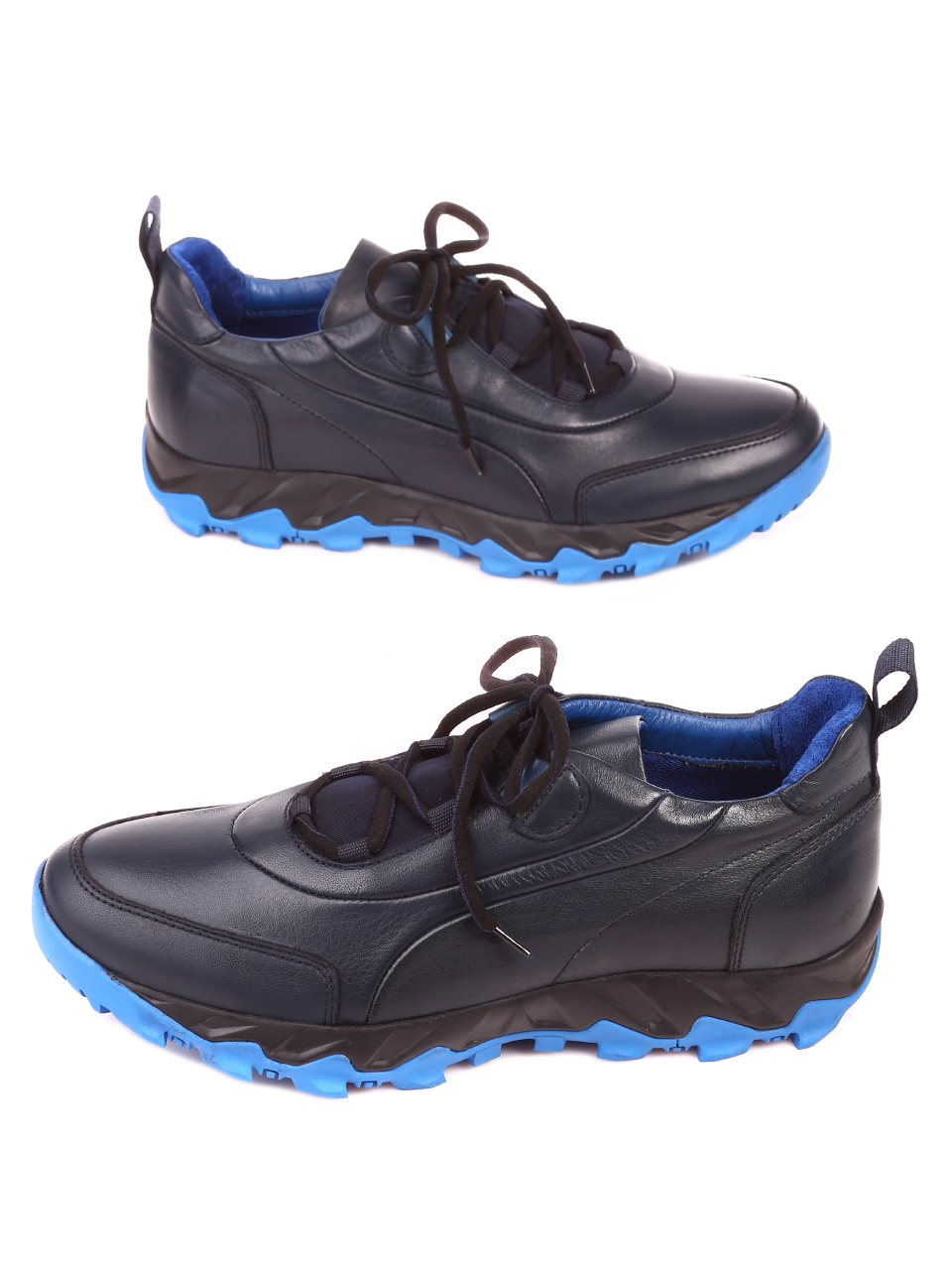 Ежедневни мъжки обувки от естествена кожа 7AT-21853 navy