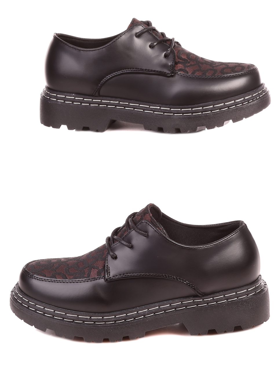 Ежедневни дамски обувки в черно 3U-21553 black letters
