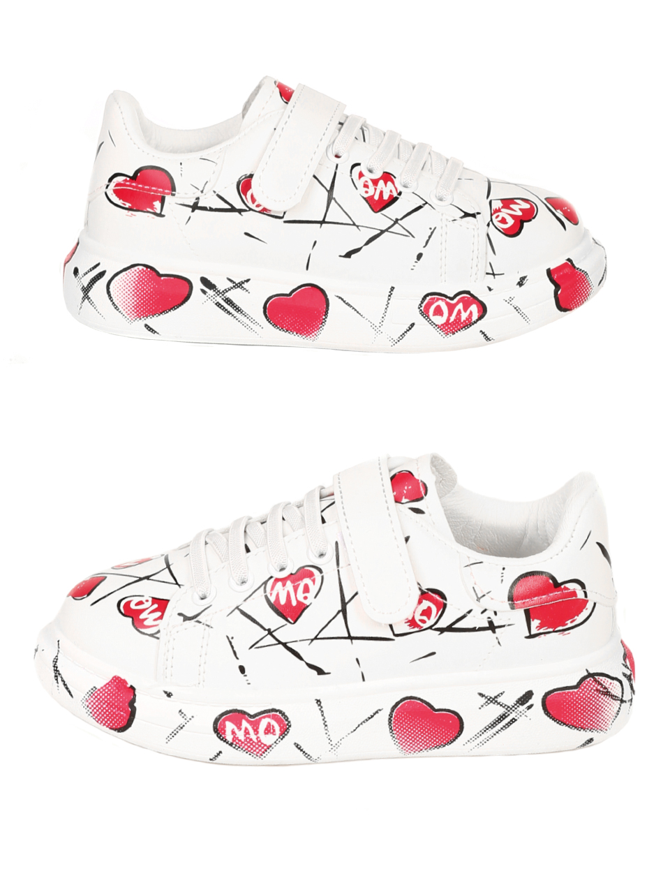 Ежедневни детски обувки в бяло и червено 18U-21692 white/red