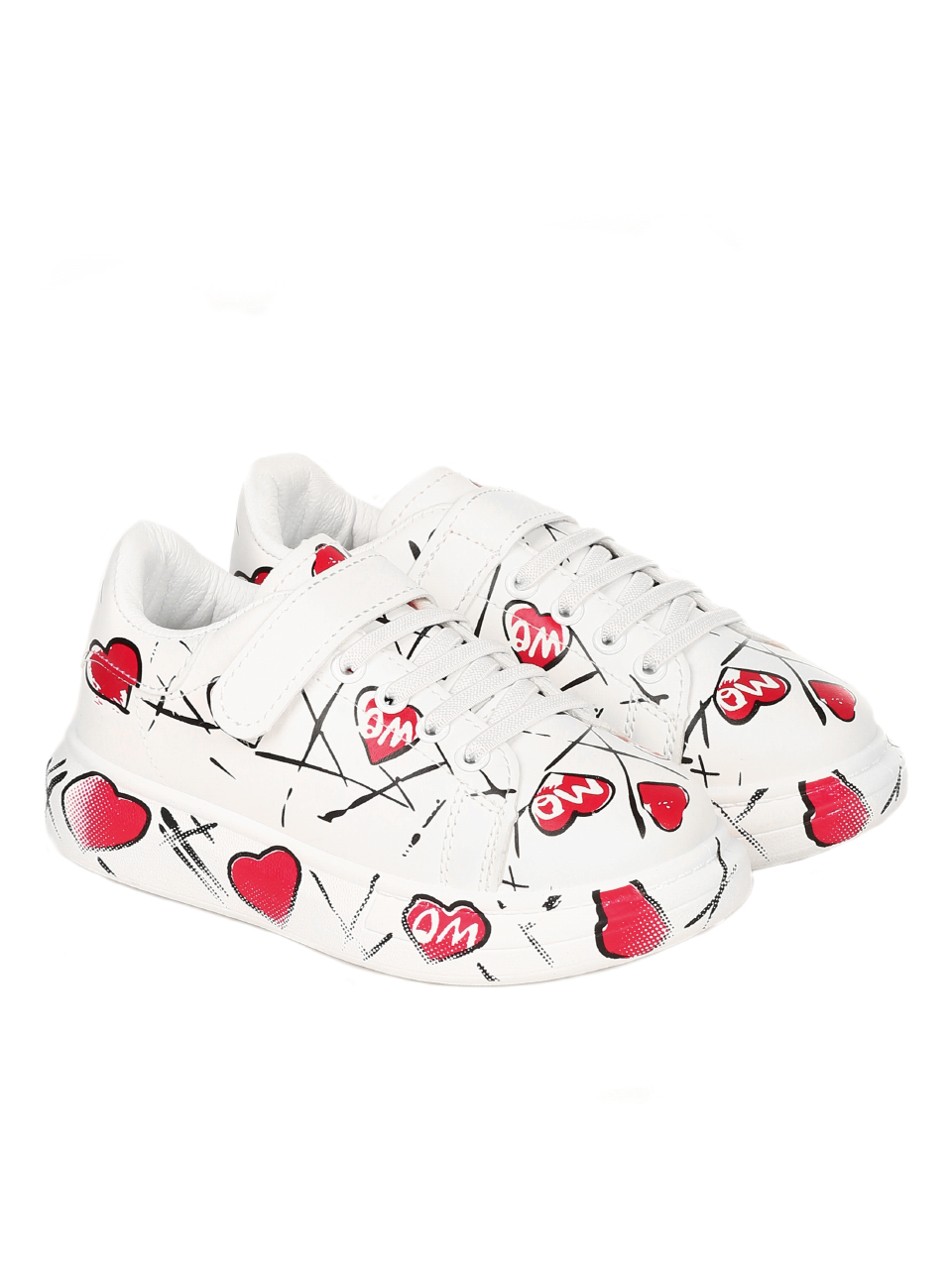 Ежедневни детски обувки в бяло и червено 18U-21692 white/red