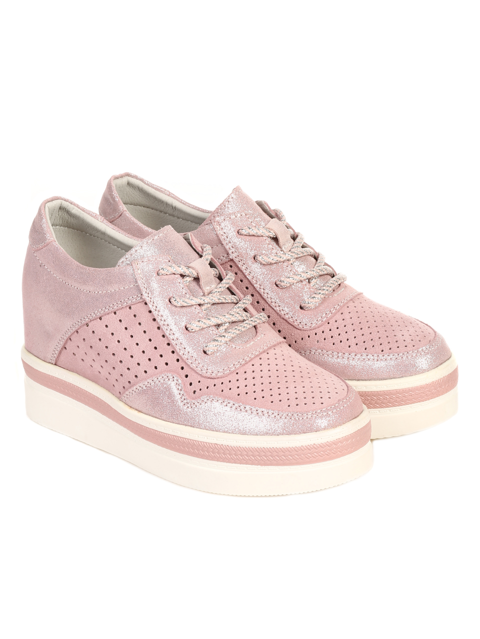 Ежедневни дамски обувки от естествена кожа в розово 8-1823-3 pink