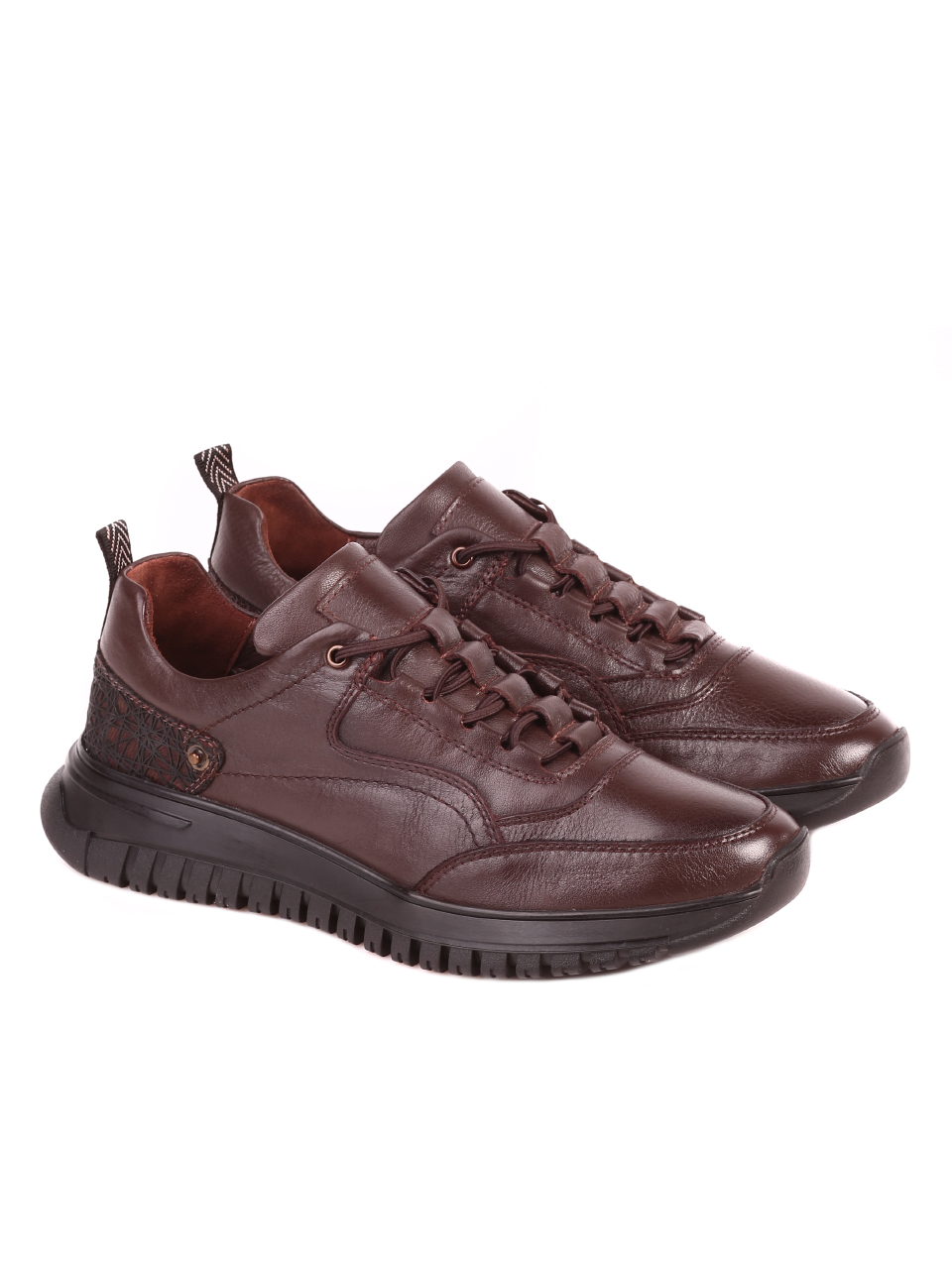 Ежедневни мъжки обувки от естествена кожа 7AT-21851 brown