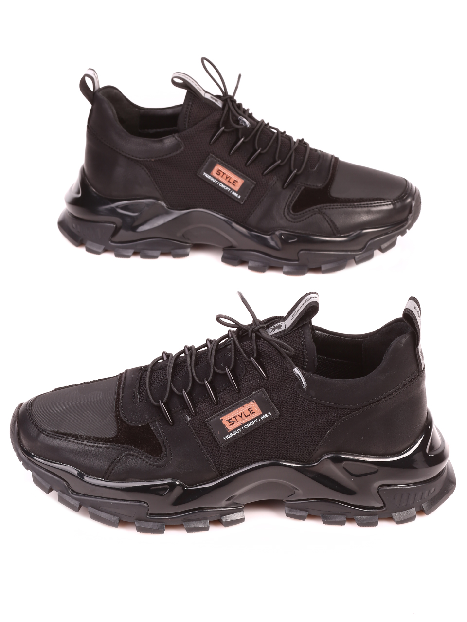 Ежедневни мъжки обувки от естествена кожа 7AT-21877 black