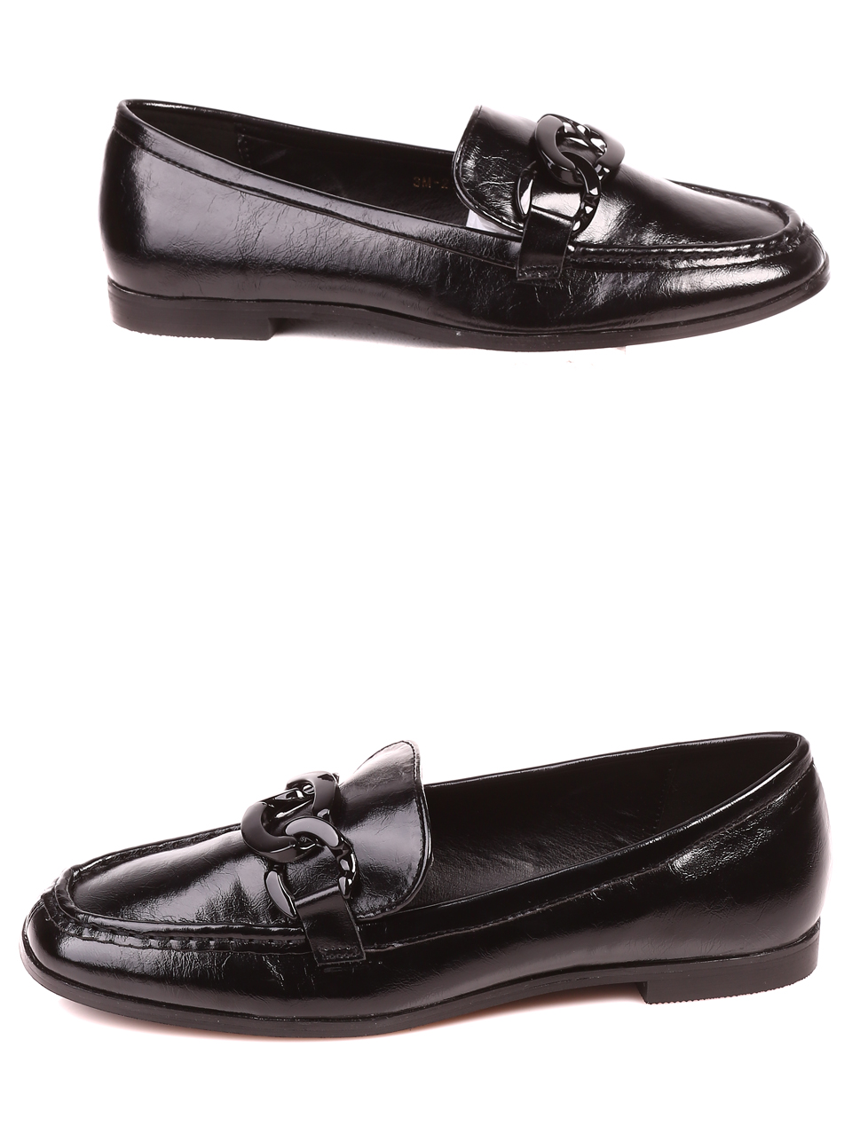 Ежедневни дамски лачени обувки в черно 3M-21819 black