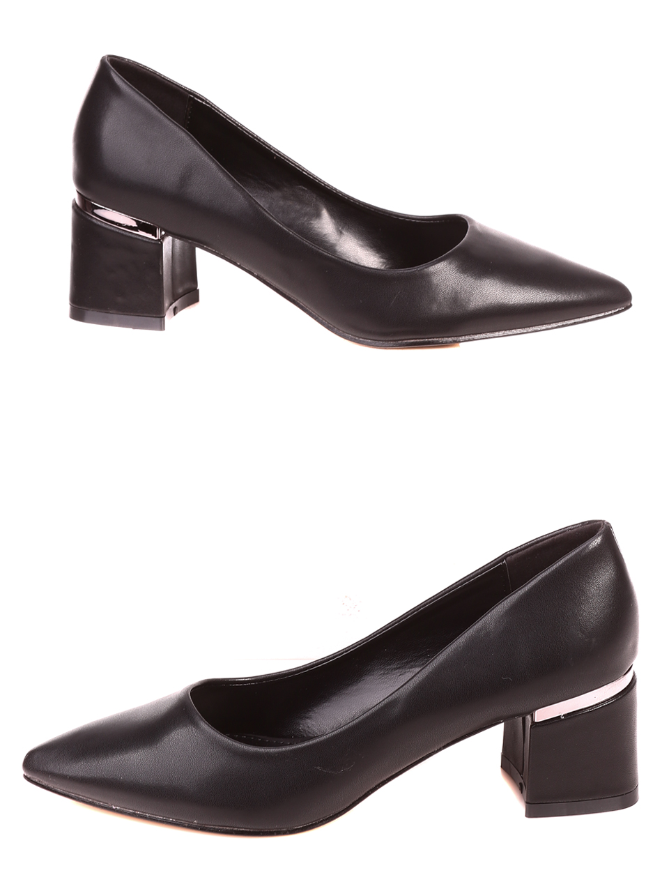 Елегантни дамски обувки на ток в черно 3M-21817 black pu