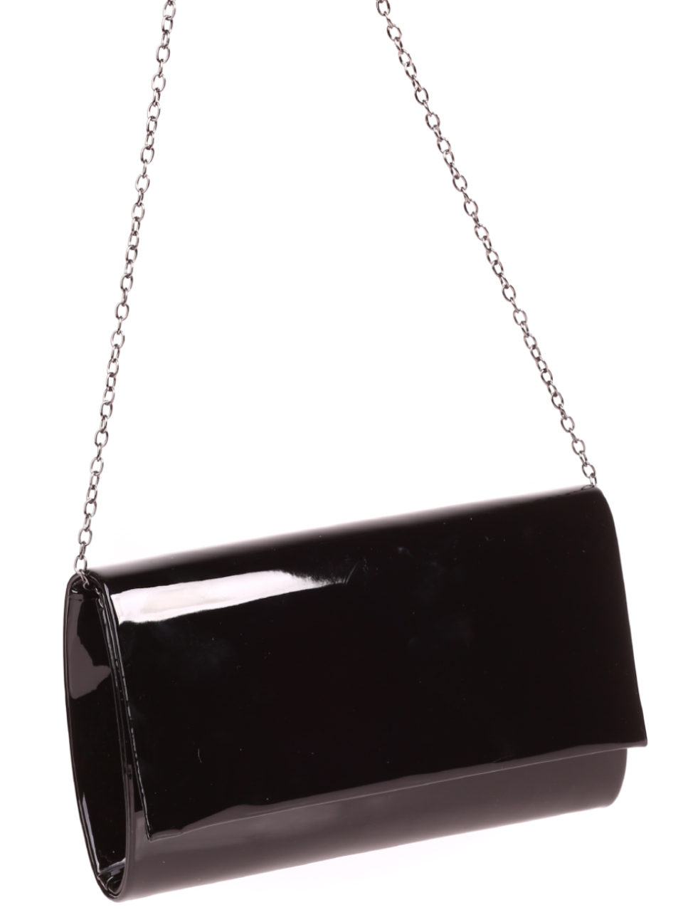 Официална дамска чанта-клъч в черно 9AG-21833 black patent