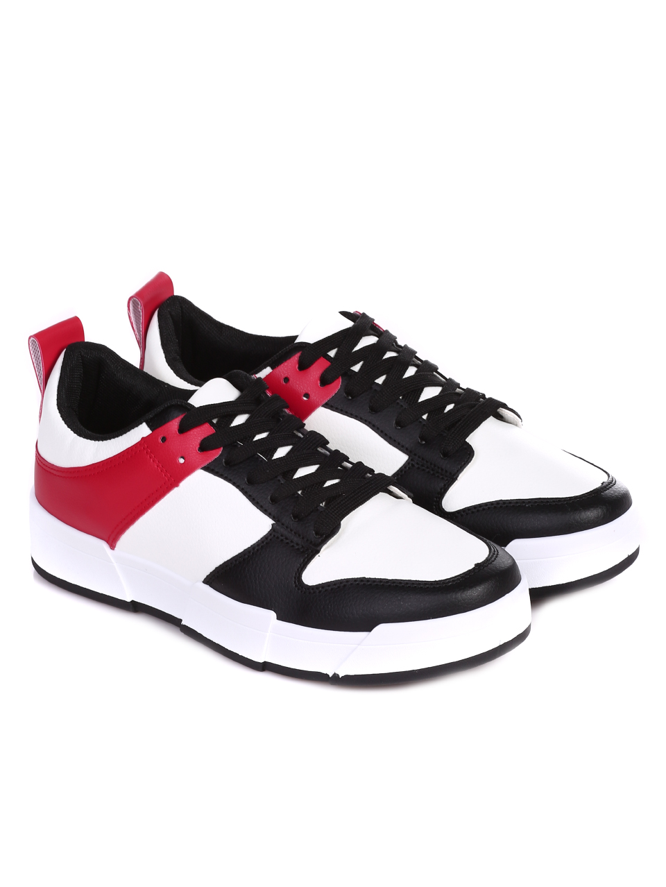 Ежедневни мъжки обувки в черно и червено 7U-22020 black/red