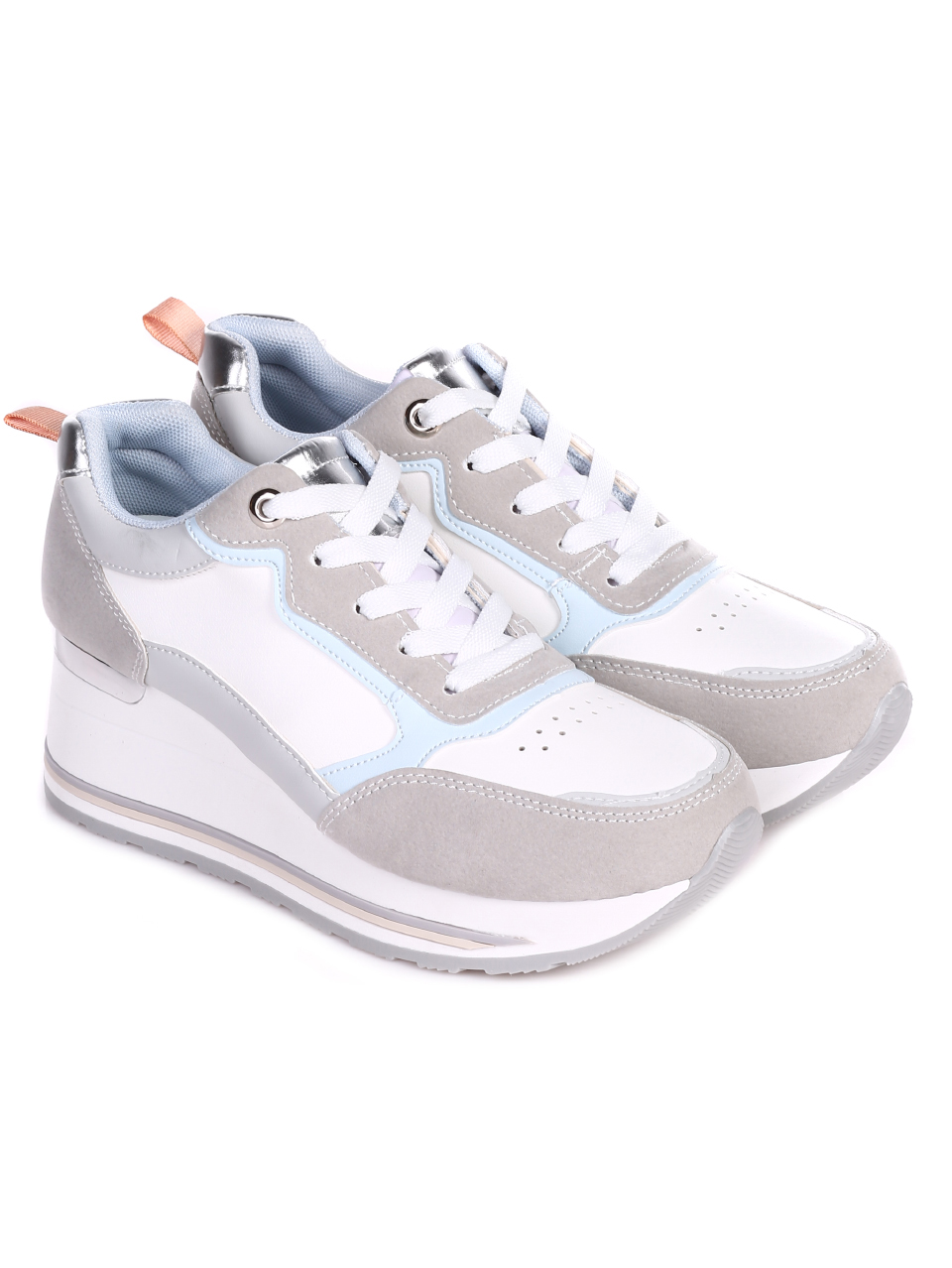 Ежедневни дамски обувки на платформа в бяло 3U-22024 grey