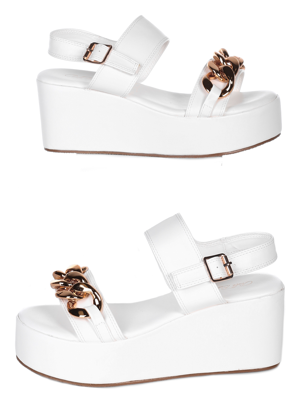 Ежедневни дамски сандали на платформа в бяло 4M-22165 white