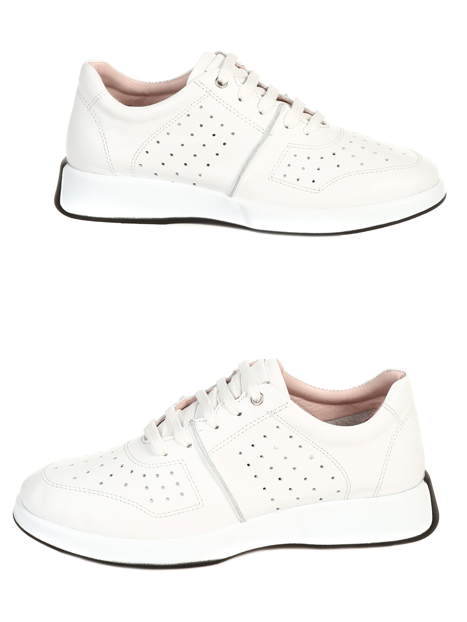 Ежедневни дамски обувки от естествена кожа в бяло 3AT-22306 white