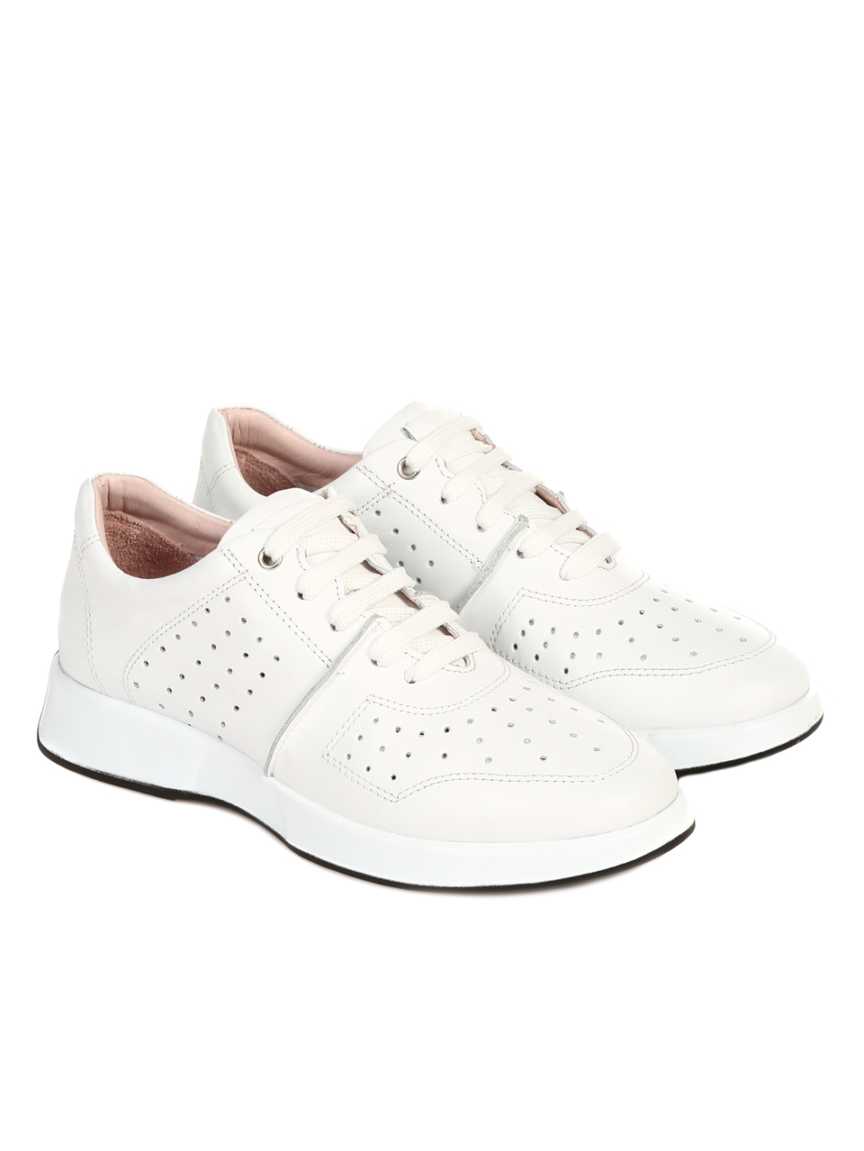 Ежедневни дамски обувки от естествена кожа в бяло 3AT-22306 white