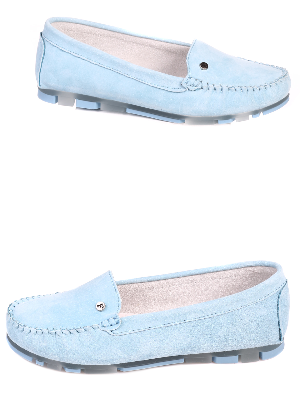 Ежедневни дамски обувки от велур в синьо 3AF-22104 blue