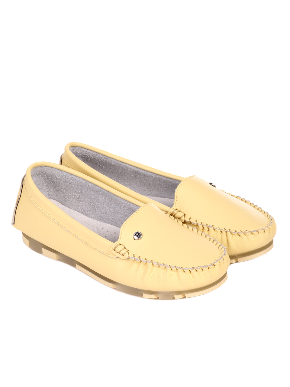 Ежедневни дамски обувки от естествена кожа в жълто 3AF-22104 yellow