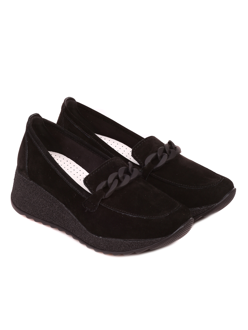 Ежедневни дамски обувки от велур в черно 3AF-22122 black