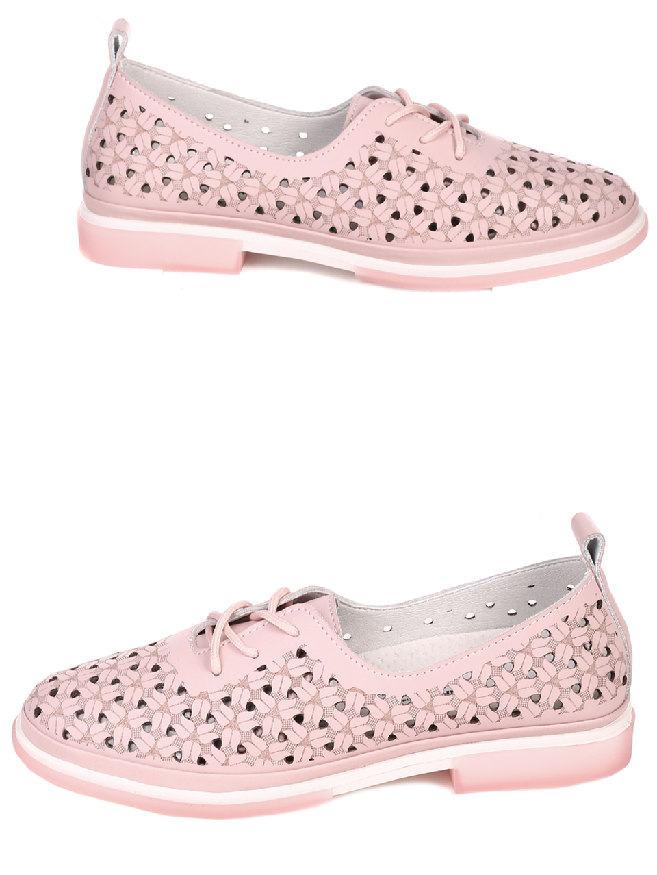 Ежедневни дамски обувки от естествена кожа в розово 3AF-22124 pink