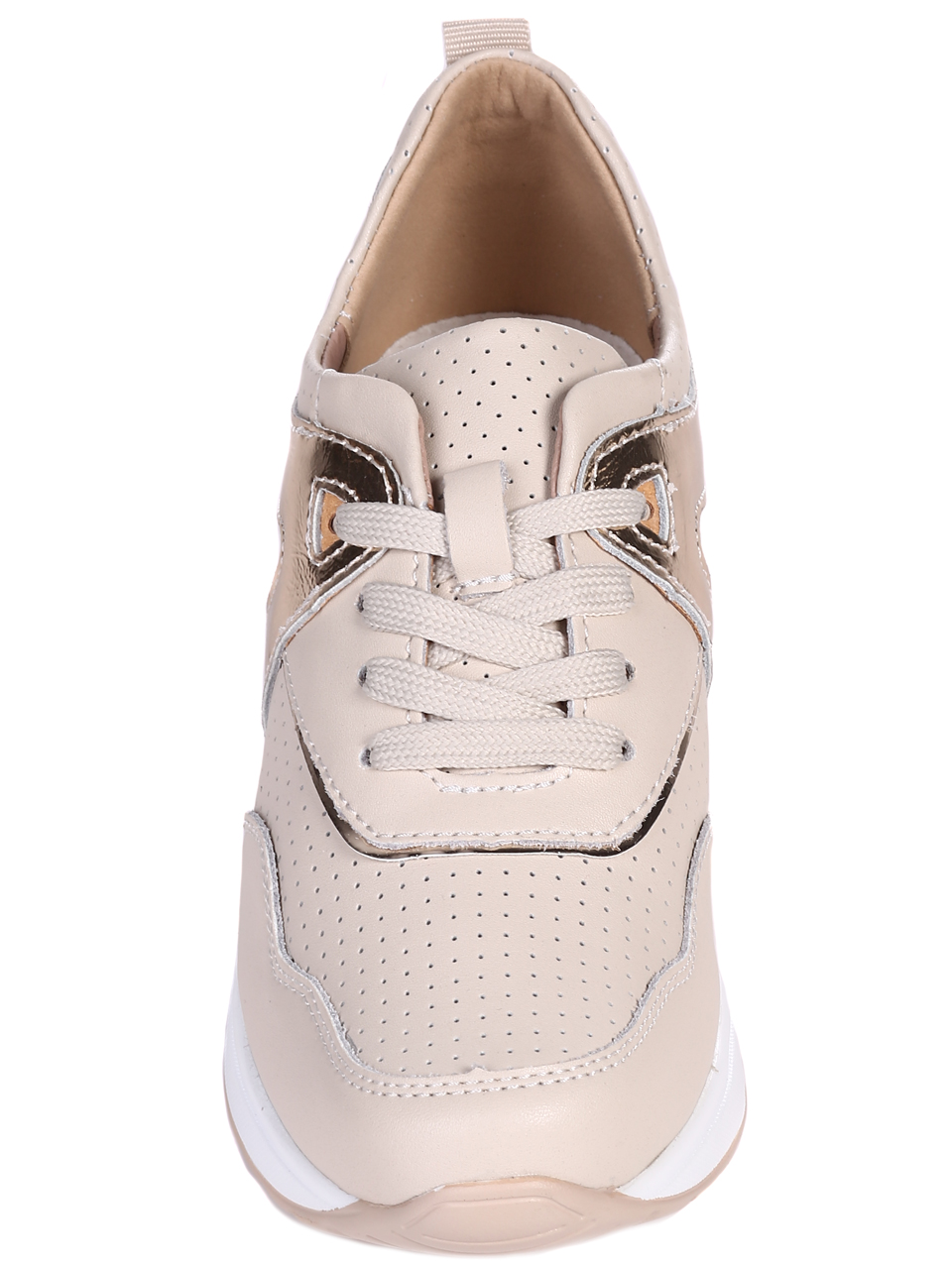 Ежедневни дамски обувки от естествена кожа в бежово 3AF-22130 beige