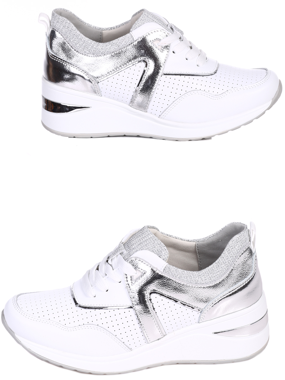 Ежедневни дамски обувки от естествена кожа в бяло 3AF-22130 white