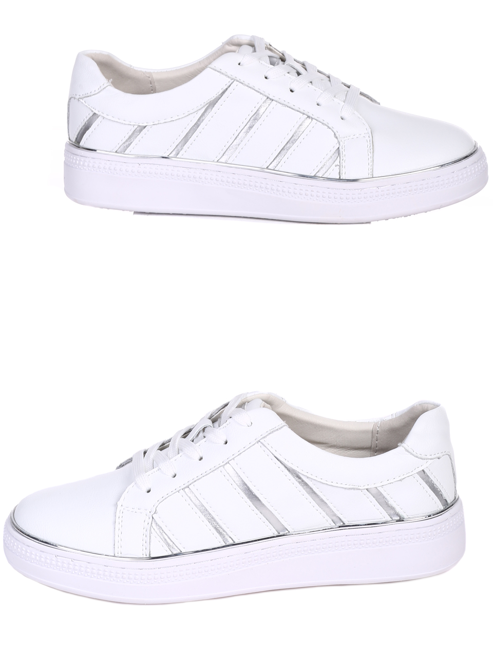 Ежедневни дамски обувки от естествена кожа в бяло 3AF-22132 white