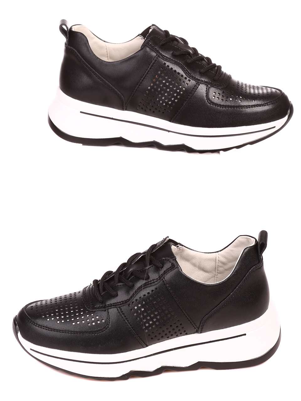Ежедневни дамски обувки от естествена кожа в черно 3AF-22138 black