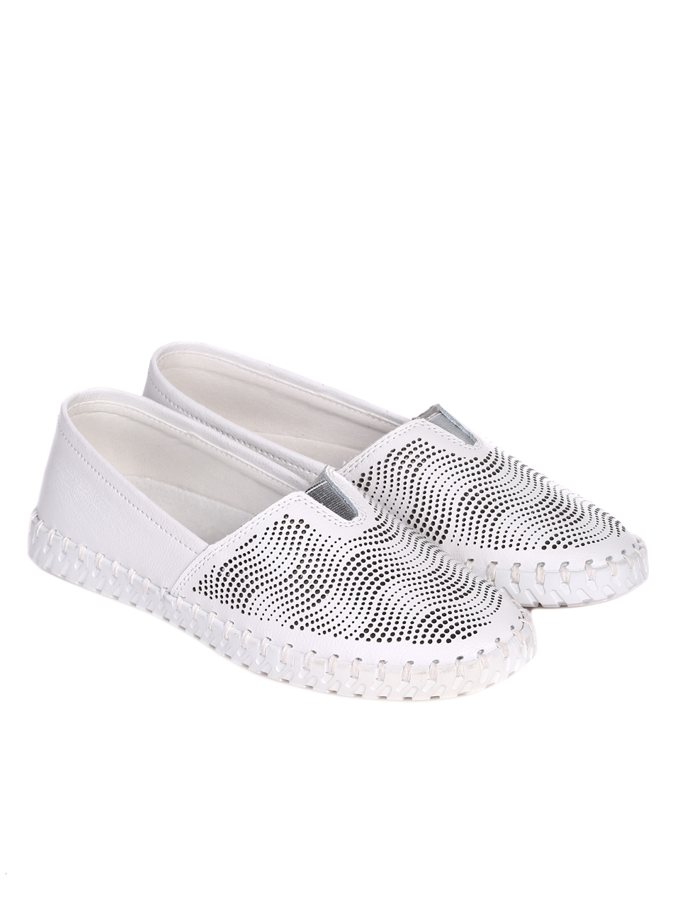 Ежедневни дамски обувки от естествена кожа в бяло 3AF-22156 white