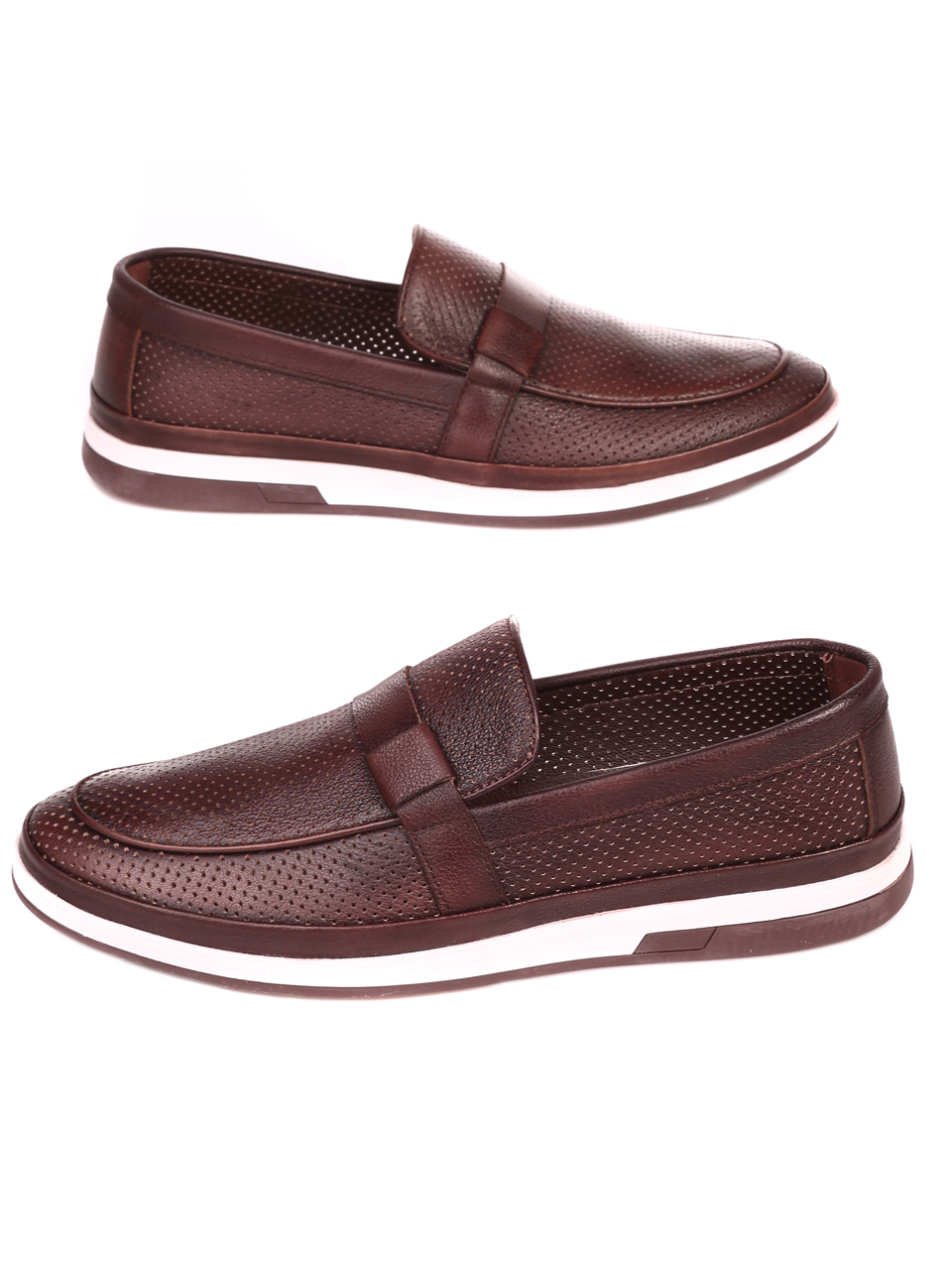 Ежедневни мъжки обувки от естествена кожа 7AT-22285 brown