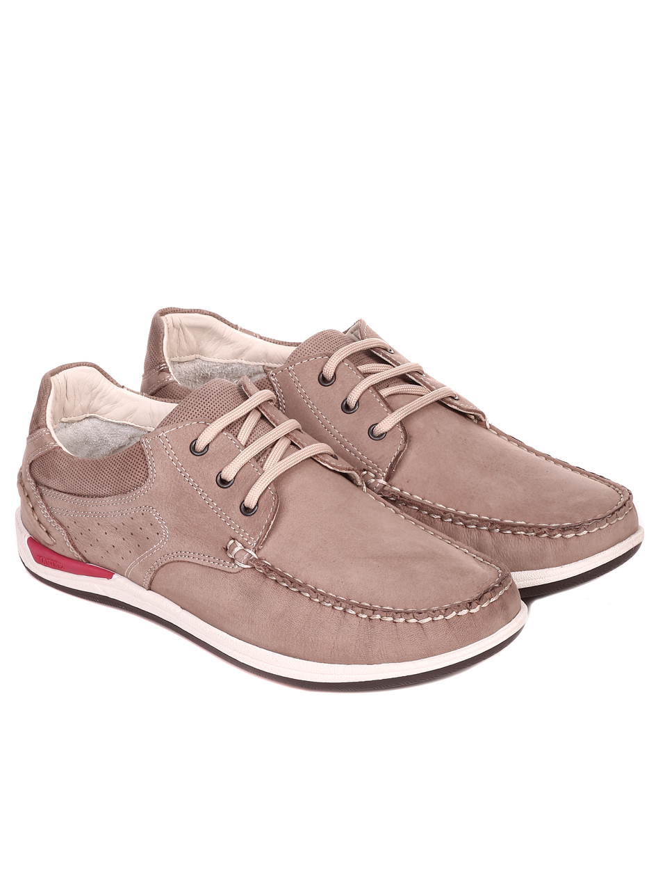 Ежедневни мъжки обувки от естествен набук 7AT-22287 lt.brown
