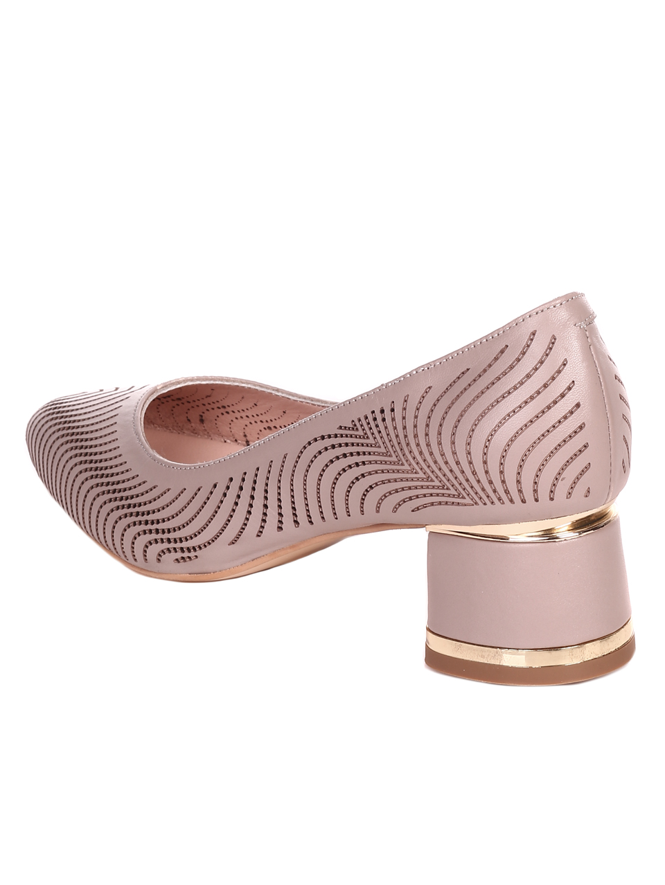 Елегантни дамски обувки на ток от естествена кожа 3AT-22309 beige