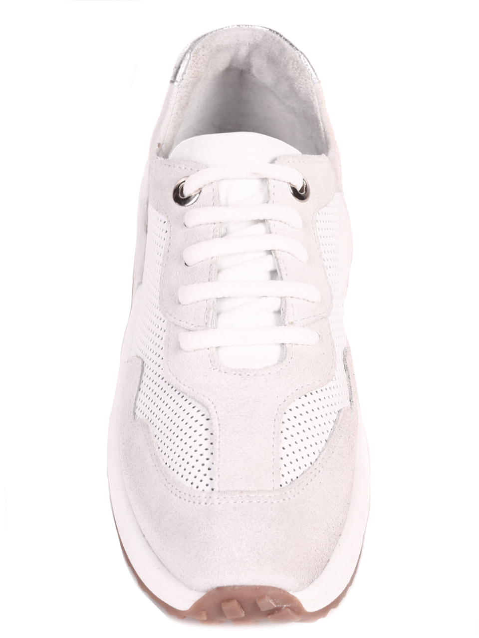 Ежедневни дамски комфортни обувки от естествена кожа 3AT-22302 white/grey
