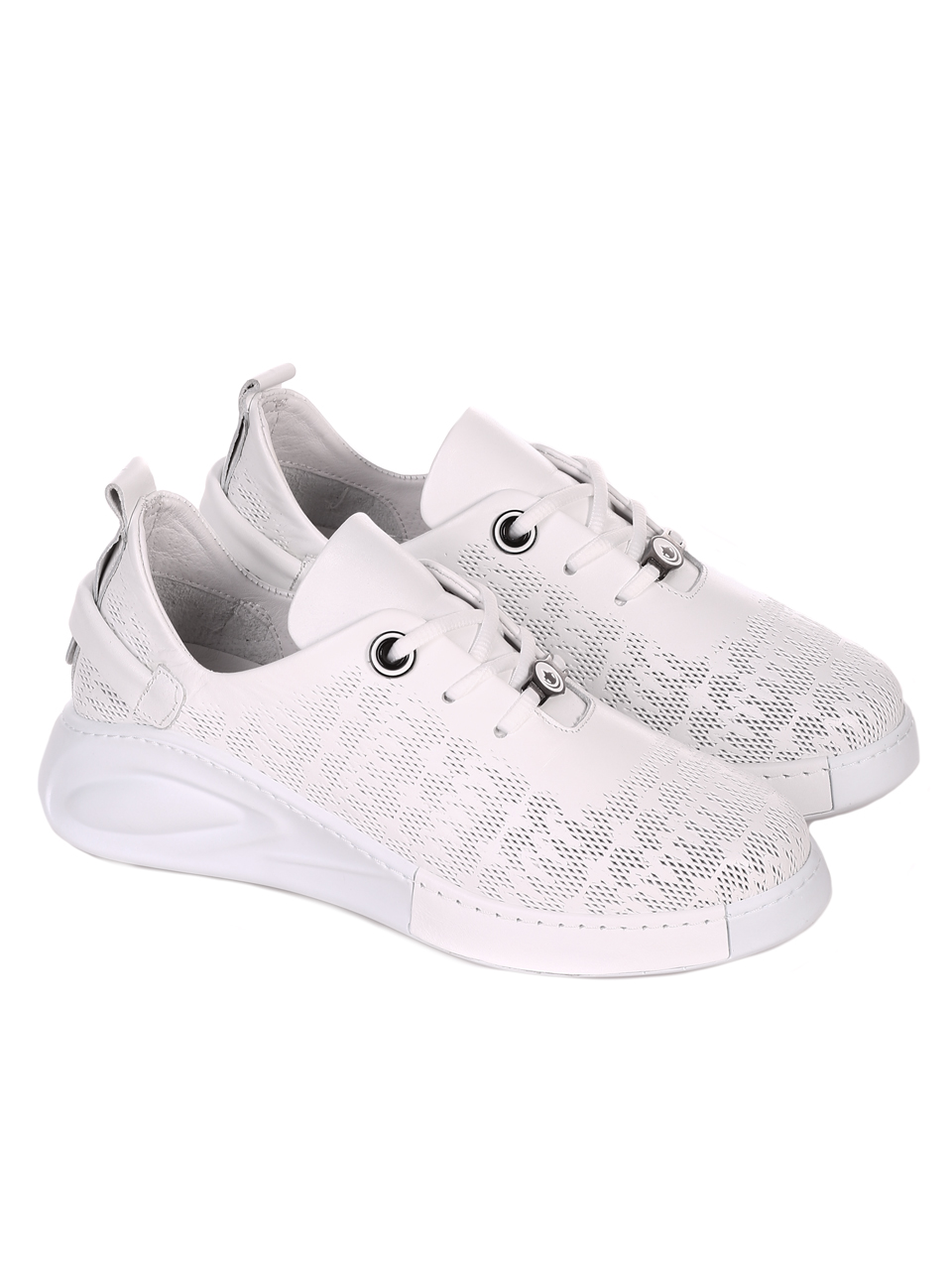 Ежедневни дамски обувки от естествена кожа в бяло 3AT-22313 white