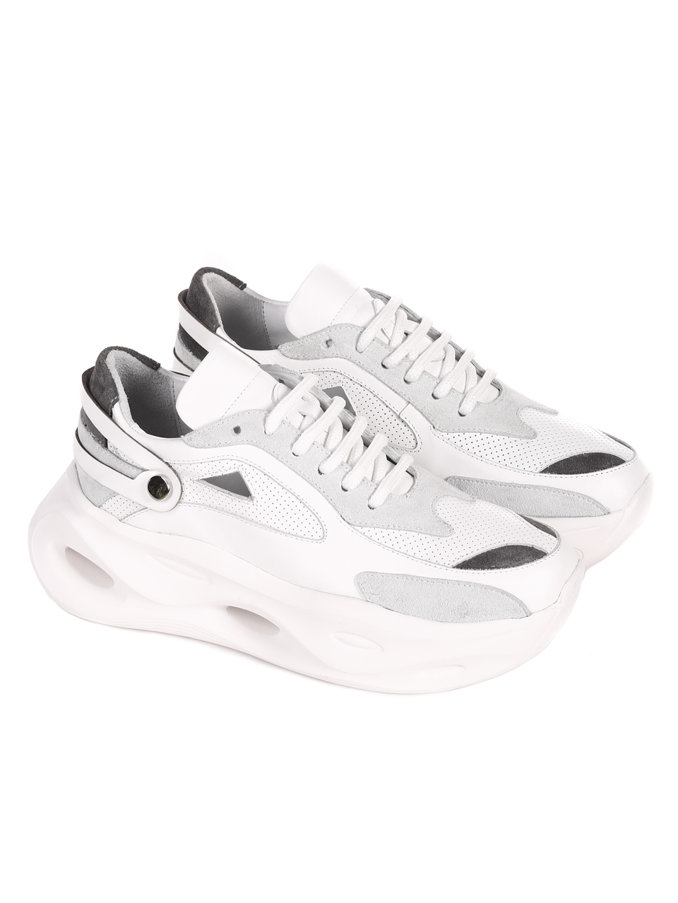Ежедневни дамски комфортни обувки от естествена кожа в бяло 3AT-22317 white