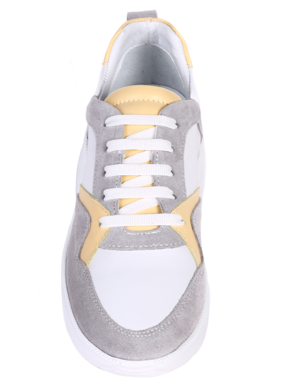 Ежедневни дамски обувки от естествена кожа и велур в 3AT-22295 grey/yellow