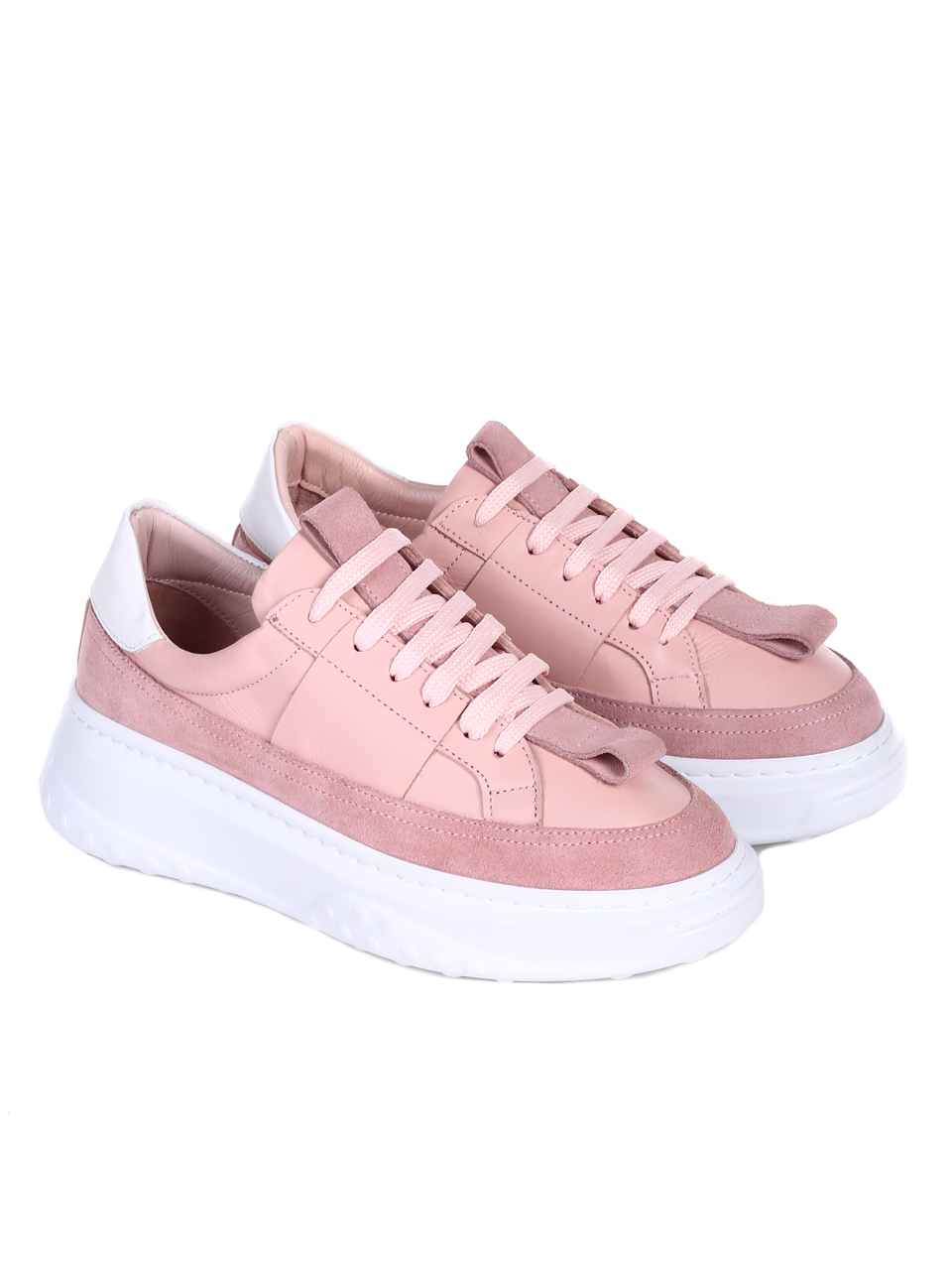 Ежедневни дамски обувки от естествена кожа в розово 3AT-22305 pink