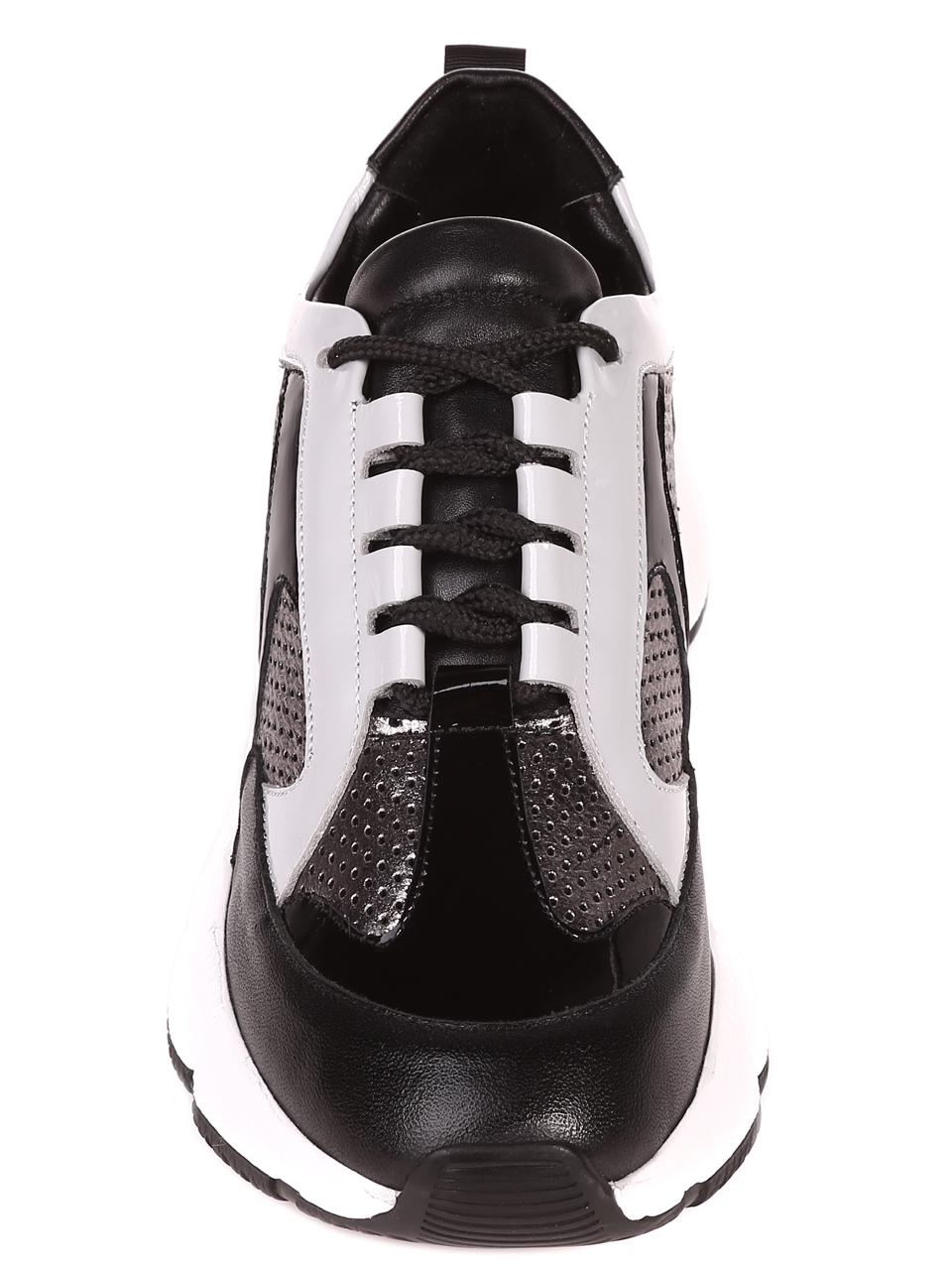 Ежедневни дамски обувки от естествена кожа и лак  3AT-22321 black/grey