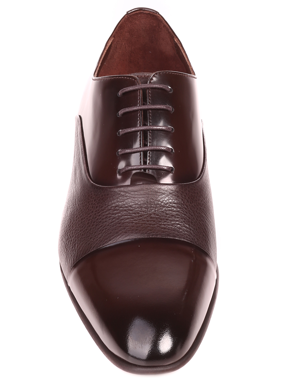 Елегантни мъжки обувки от естествен лак и естествена кожа 7AT-22286 brown