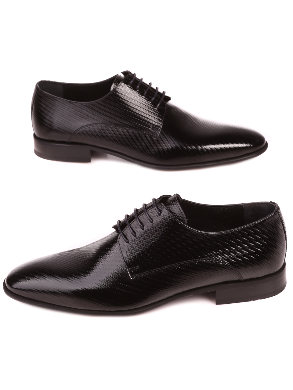 Елегантни мъжки обувки от естествен лак 7AT-22289 black