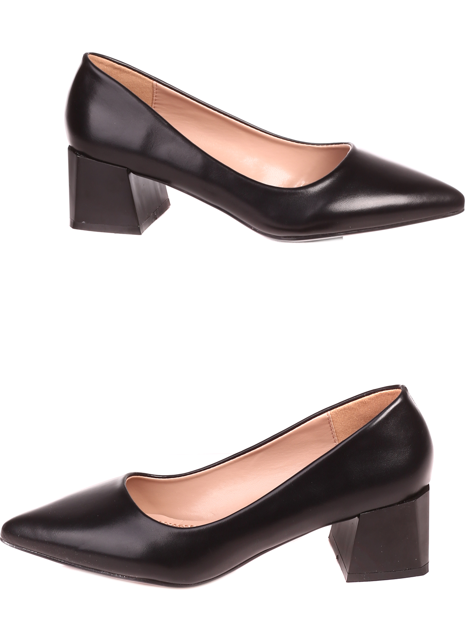 Елегантни дамски обувки на ток в черно 3R-22195 black