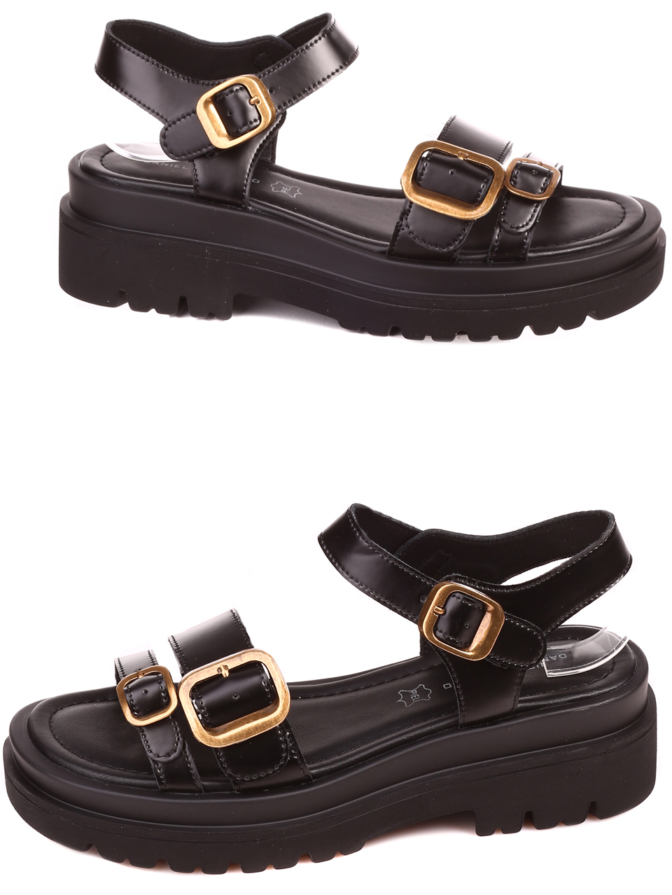 Ежедневни дамски сандали на платформа от естествена кожа 4AF-22183 black