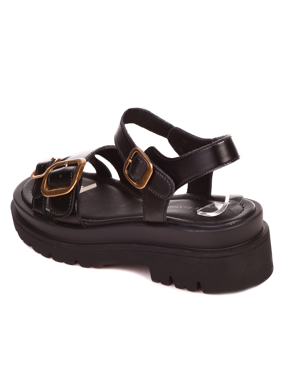 Ежедневни дамски сандали на платформа от естествена кожа 4AF-22183 black