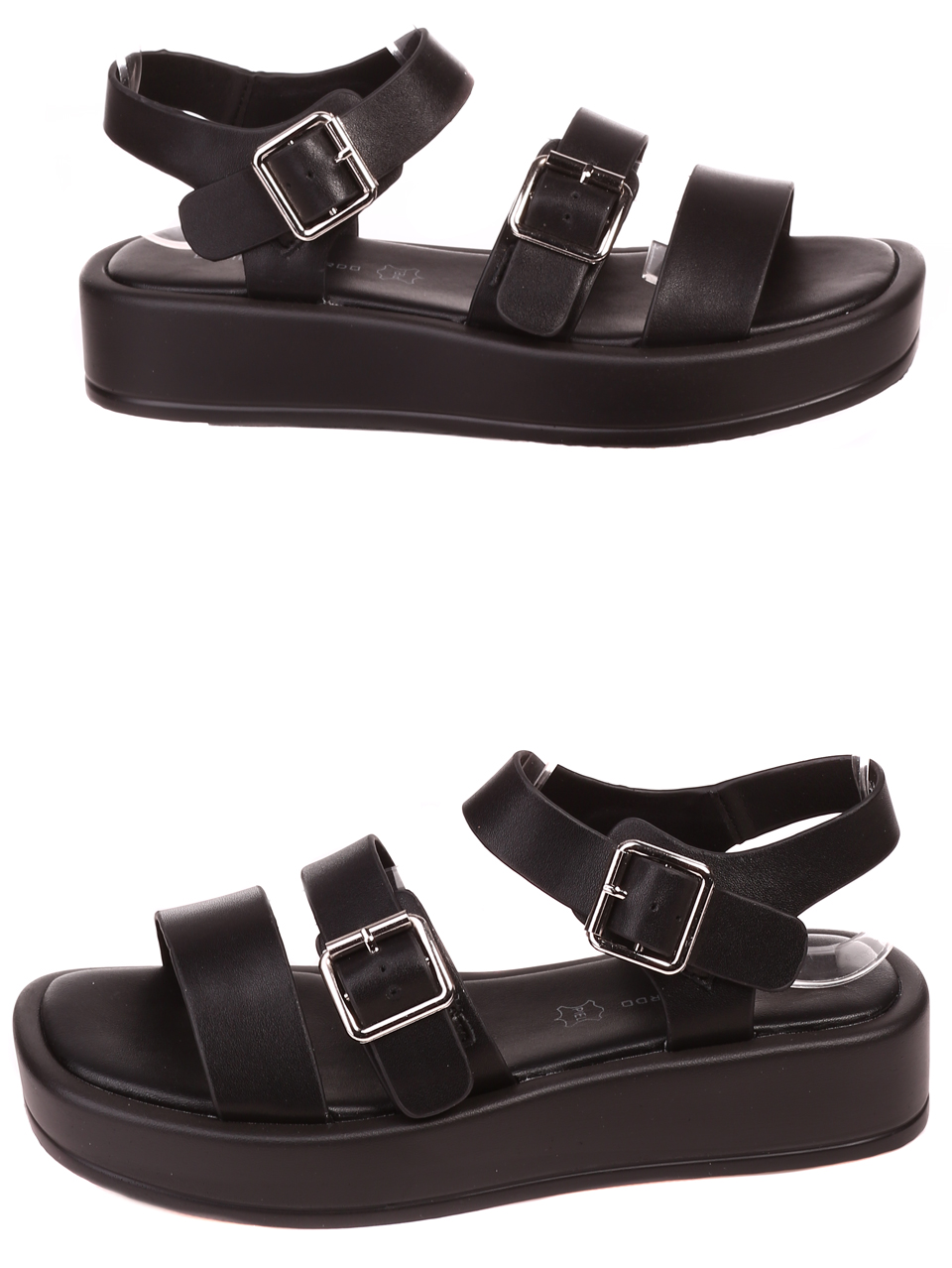 Ежедневни дамски сандали на платформа от естествена кожа 4AF-22184 black