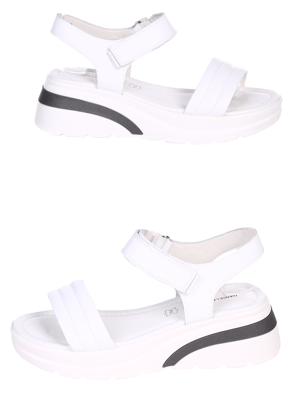 Ежедневни дамски сандали на платформа от естествена кожа 4AF-22187 white