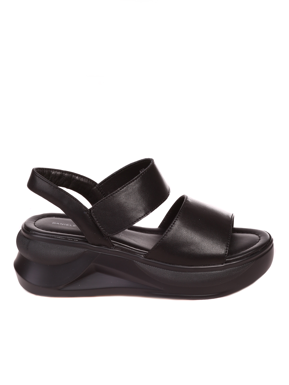Ежедневни дамски сандали на платформа от естествена кожа 4AF-22188 black (24168)