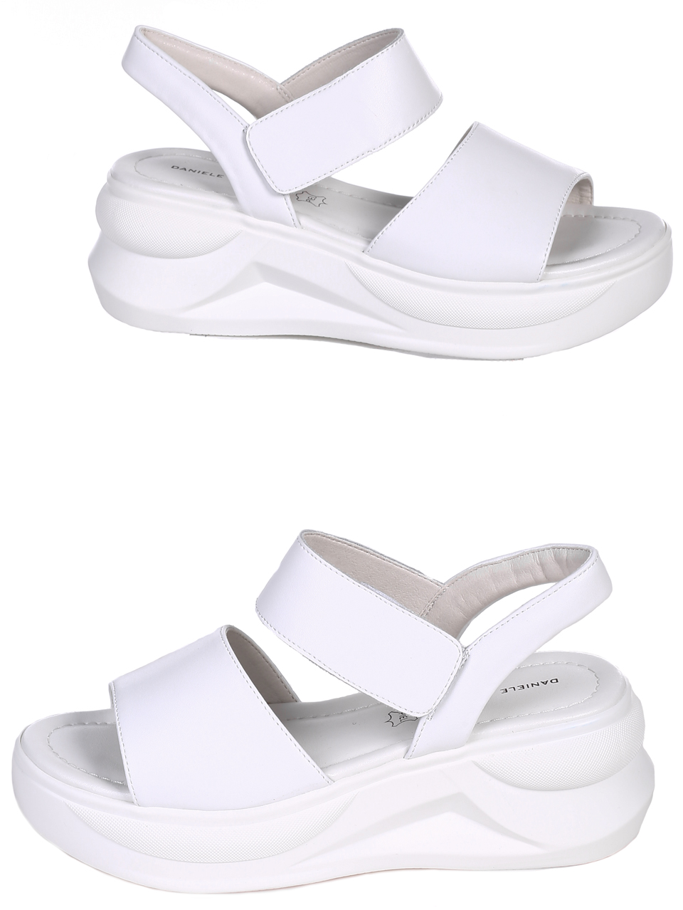 Ежедневни дамски сандали на платформа от естествена кожа 4AF-22188 white