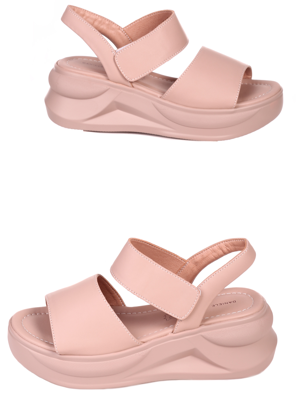 Ежедневни дамски сандали на платформа от естествена кожа 4AF-22188 pink
