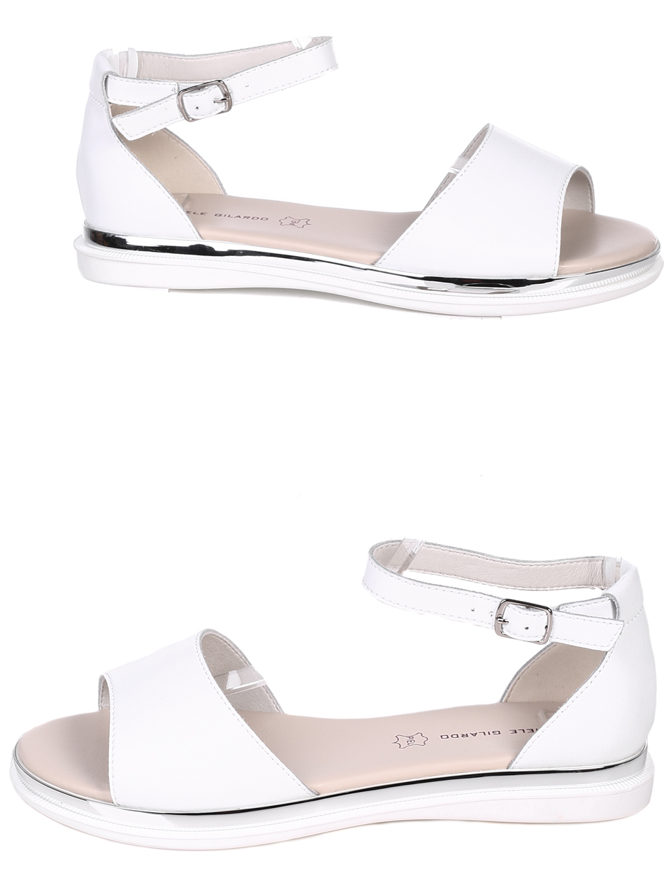 Ежедневни дамски равни сандали от естествена кожа в бяло 4AF-22191 white