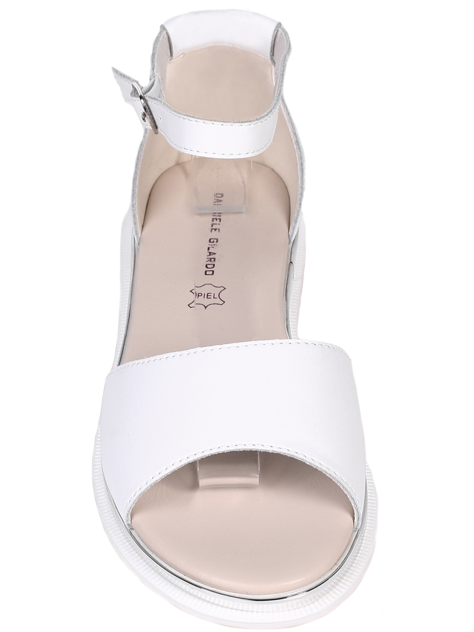 Ежедневни дамски равни сандали от естествена кожа в бяло 4AF-22191 white