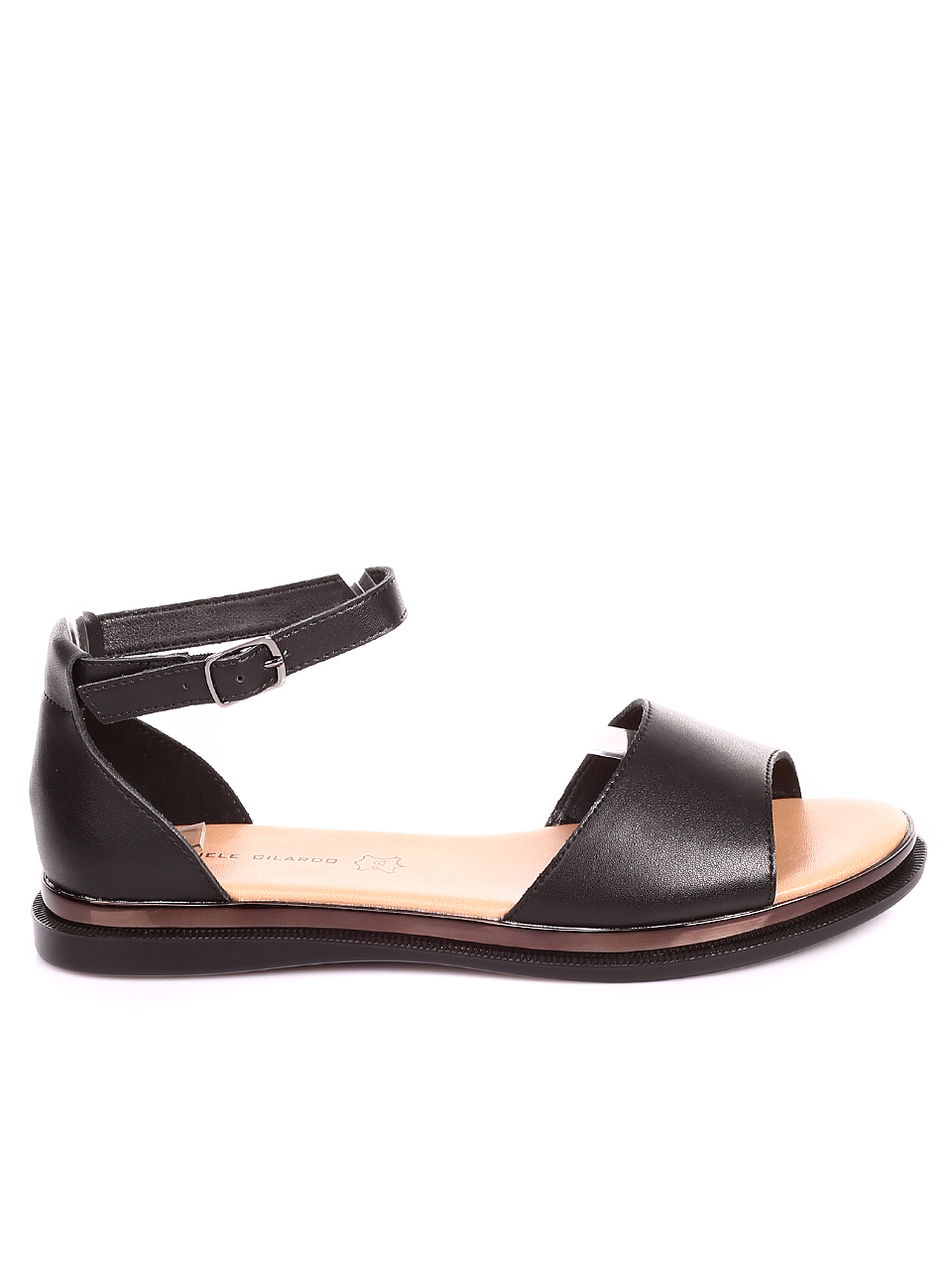 Ежедневни дамски равни сандали от естествена кожа в черно 4AF-22191 black