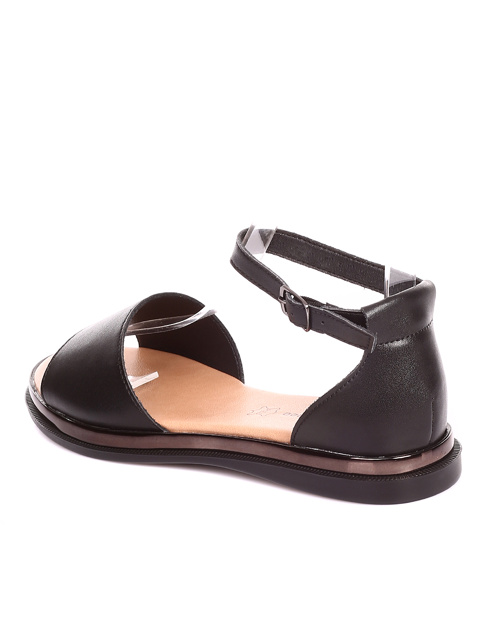 Ежедневни дамски равни сандали от естествена кожа в черно 4AF-22191 black (24175) (21174)