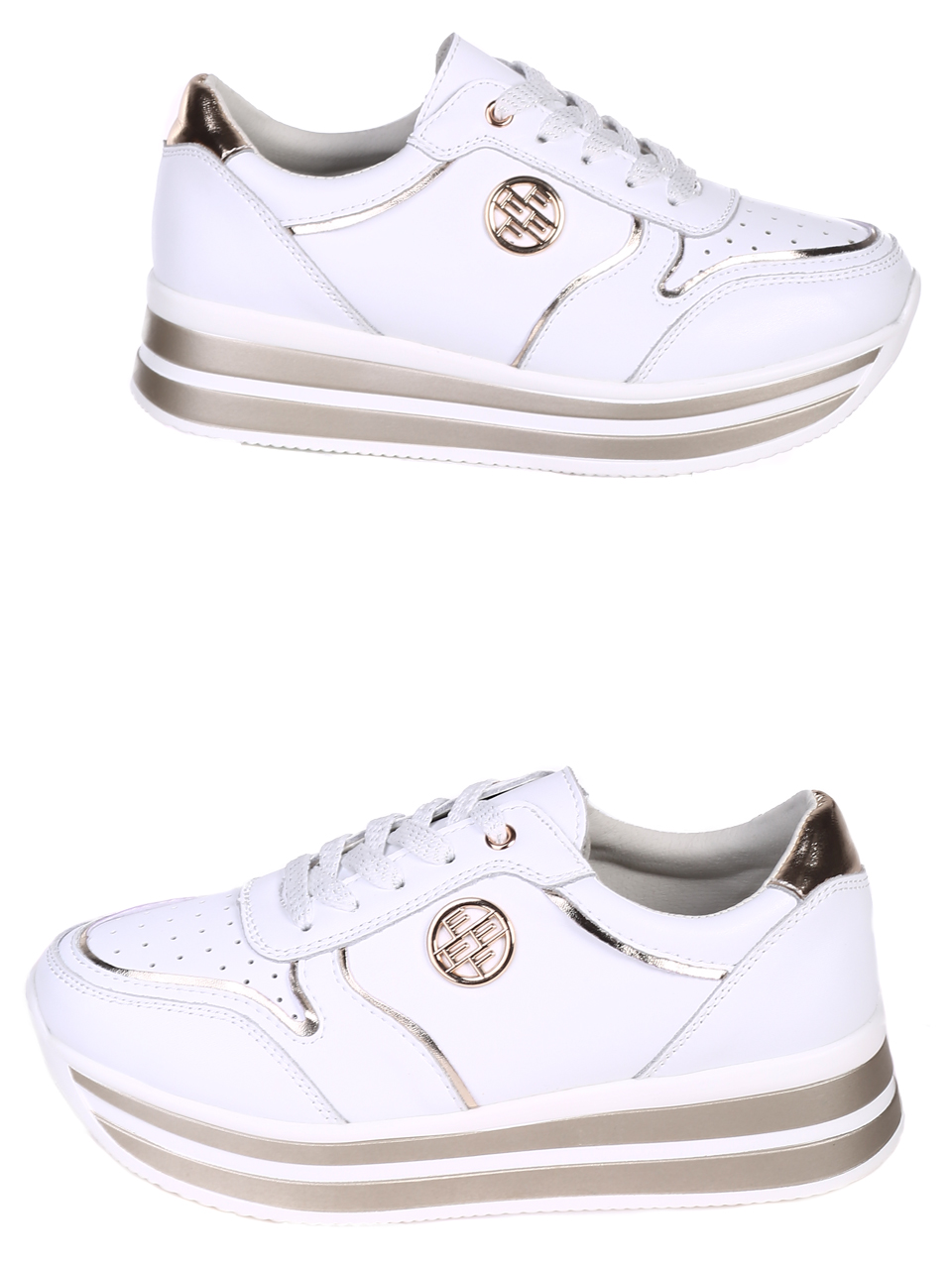 Ежедневни дамски комфортни обувки от естествена кожа в бяло 3AF-22118 white