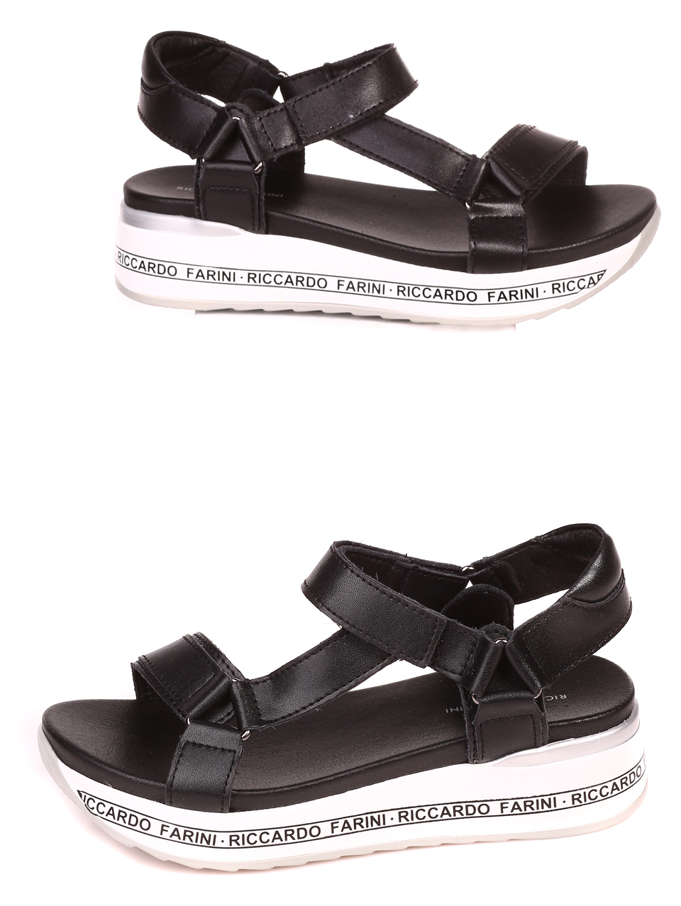 Ежедневни дамски сандали на платформа от естествена кожа 4AF-22146 black