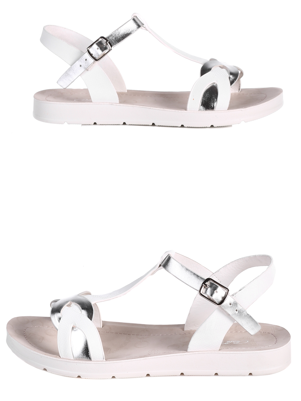 Ежедневни дамски равни сандали в бяло 4F-22215 white